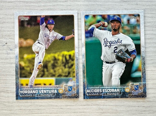 2 X Kansas City Royals Topps Baseball Cards 2015 Collection In Good Cond 4175