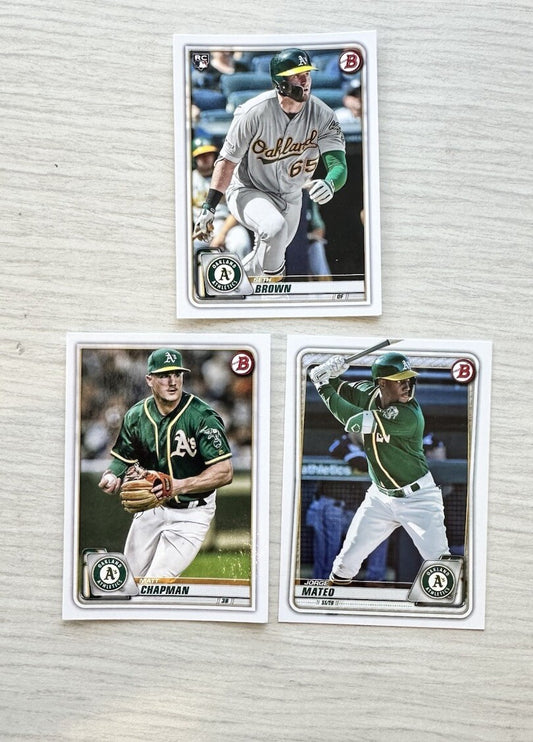 3 X Oakland Athletics Topps Baseball Cards 2020 Collection In Good Cond 4180