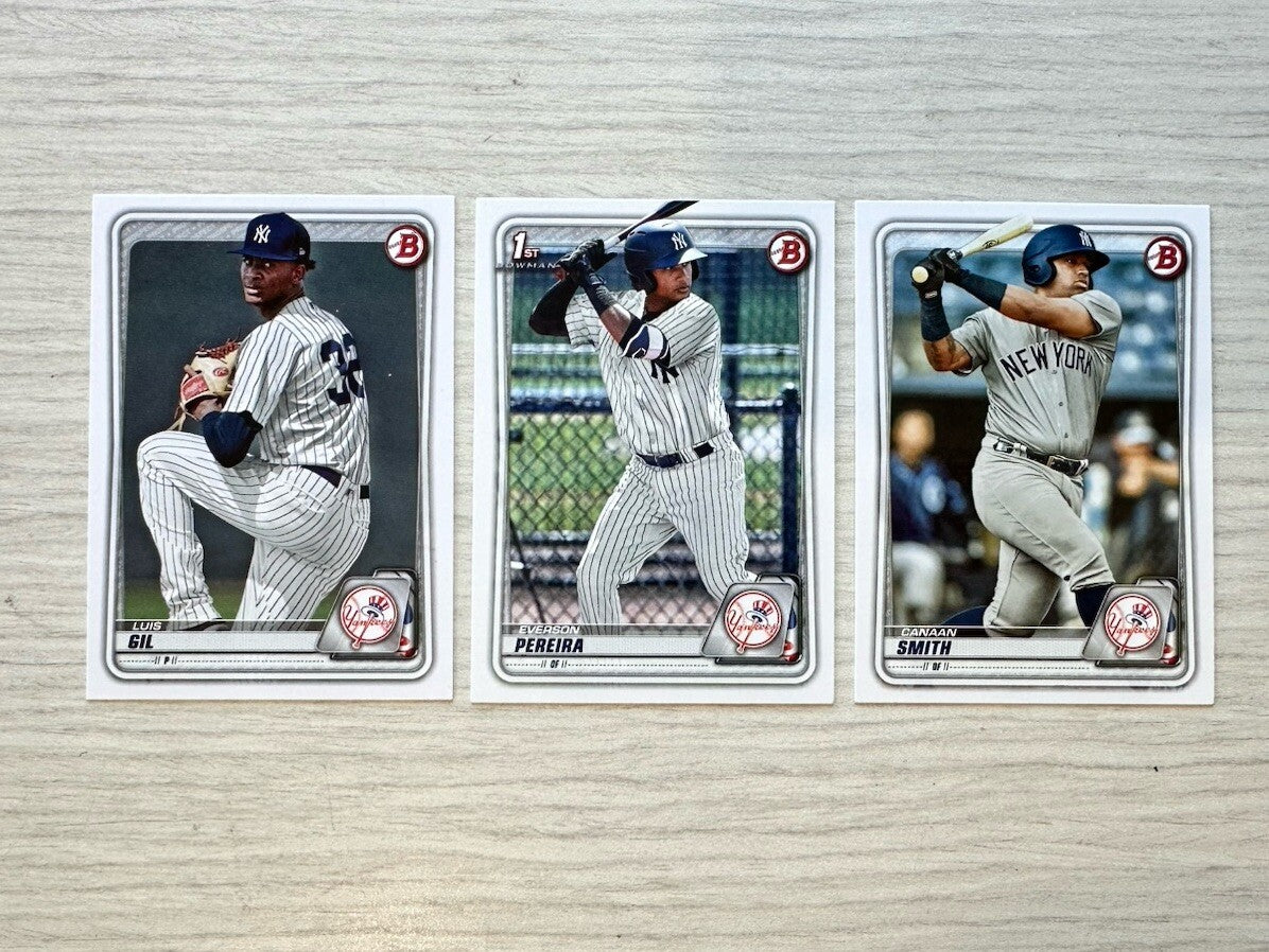3 X New York Yankees Topps Baseball Cards 2020 Collection In Good Cond 4180