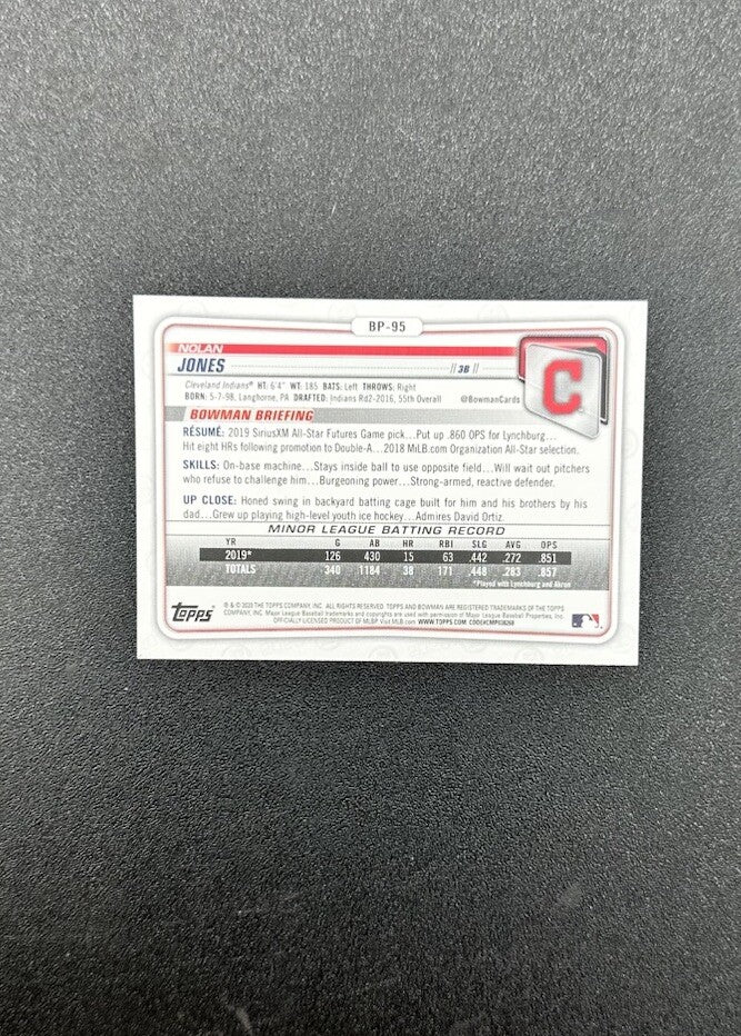 Nolan Jones - Cleveland Indians Topps Baseball Cards 2020 In Good Cond 4180