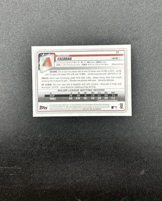 Eduardo Escobar - Arizona Diamondbacks Topps Baseball Cards 2020 In GC 4180