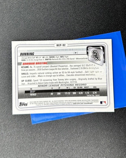 Dane Dunning 2020 Bowman Chrome & Prospects Topps Baseball Card 4180