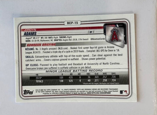 Jordyn Adams 2020 Bowman Chrome & Prospects Topps Baseball Card 4180