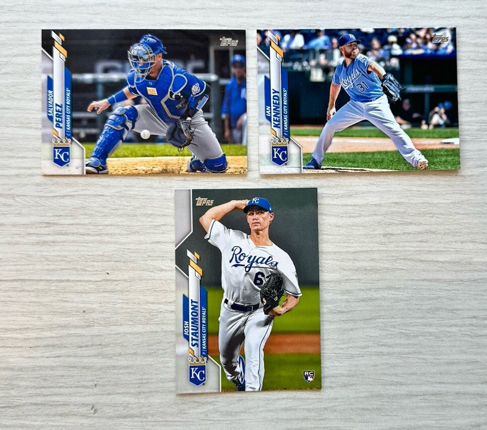 3 X Kansas City Royals Topps Baseball Cards 2020 Collection In Good Cond 4177