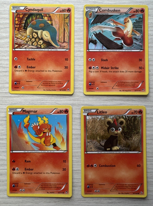 4 X Pokemon Fire Trading Cards Collection Random Years & Series Good Cond 5087