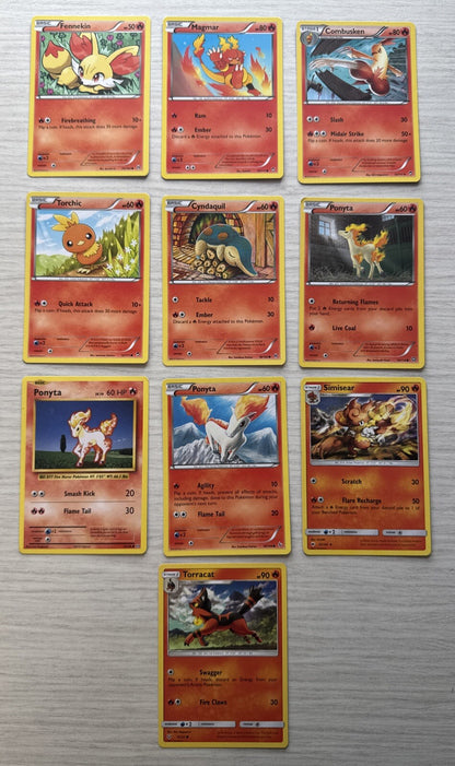 10 X Pokemon Fire Trading Cards Collection Random Years & Series Good Cond 5087