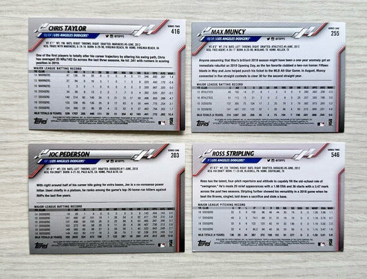 4 X Los Angeles Dodgers Topps Baseball Cards 2020 Collection In Good Cond 4177
