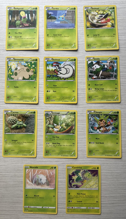 11 X Pokemon Grass Trading Cards Collection Random Years & Series Good Cond 5088