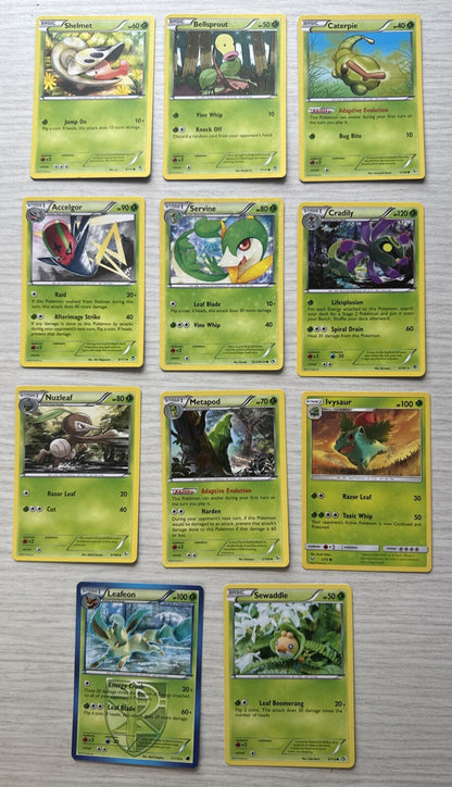 11 X Pokemon Grass Trading Cards Collection Random Years & Series Good Cond 5088