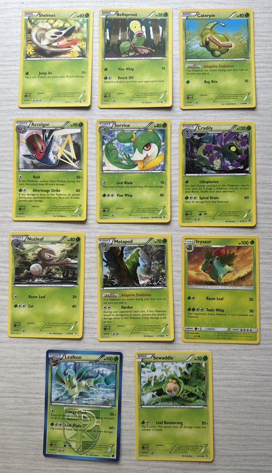 11 X Pokemon Grass Trading Cards Collection Random Years & Series Good Cond 5088