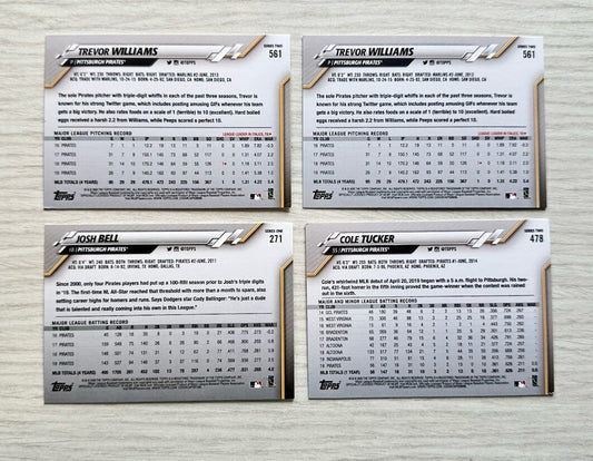 4 X Pittsburgh Pirates Topps Baseball Cards 2020 Collection In Good Cond 4177
