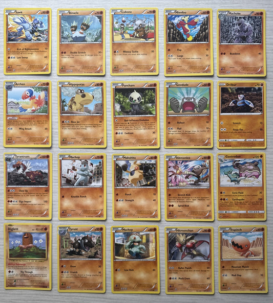 20 X Pokemon Fighting Trading Cards Collection Random Years & Series GC 5089