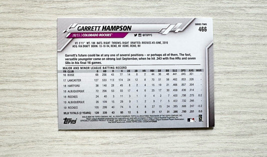 Garrett Hampson Colorado Rockies Topps Baseball Cards 2020 In Good Cond 4177