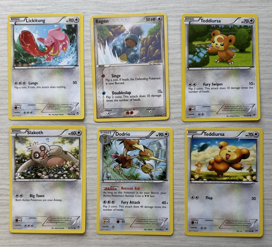 6 X Pokemon Normal Trading Cards Collection Random Years & Series 5085