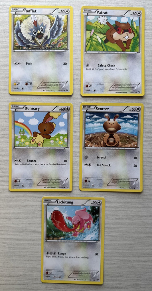 5 X Pokemon Normal Trading Cards Collection Random Years & Series 5085