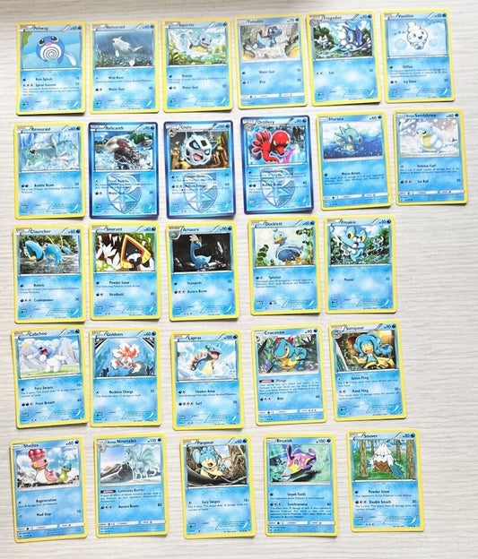 27 X Pokemon Water Cards Collection Random Years & Series 5090