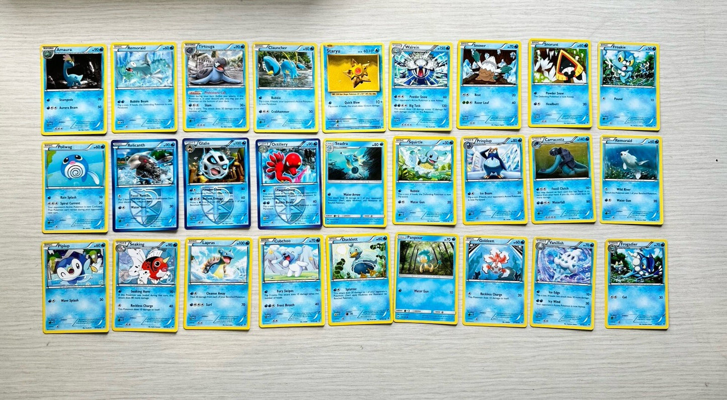 27 X Pokemon Water Cards Collection Random Years & Series 5090