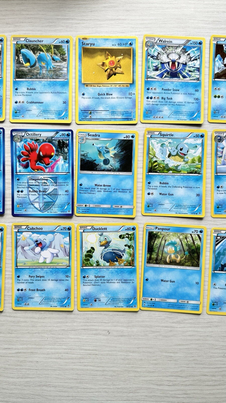 27 X Pokemon Water Cards Collection Random Years & Series 5090