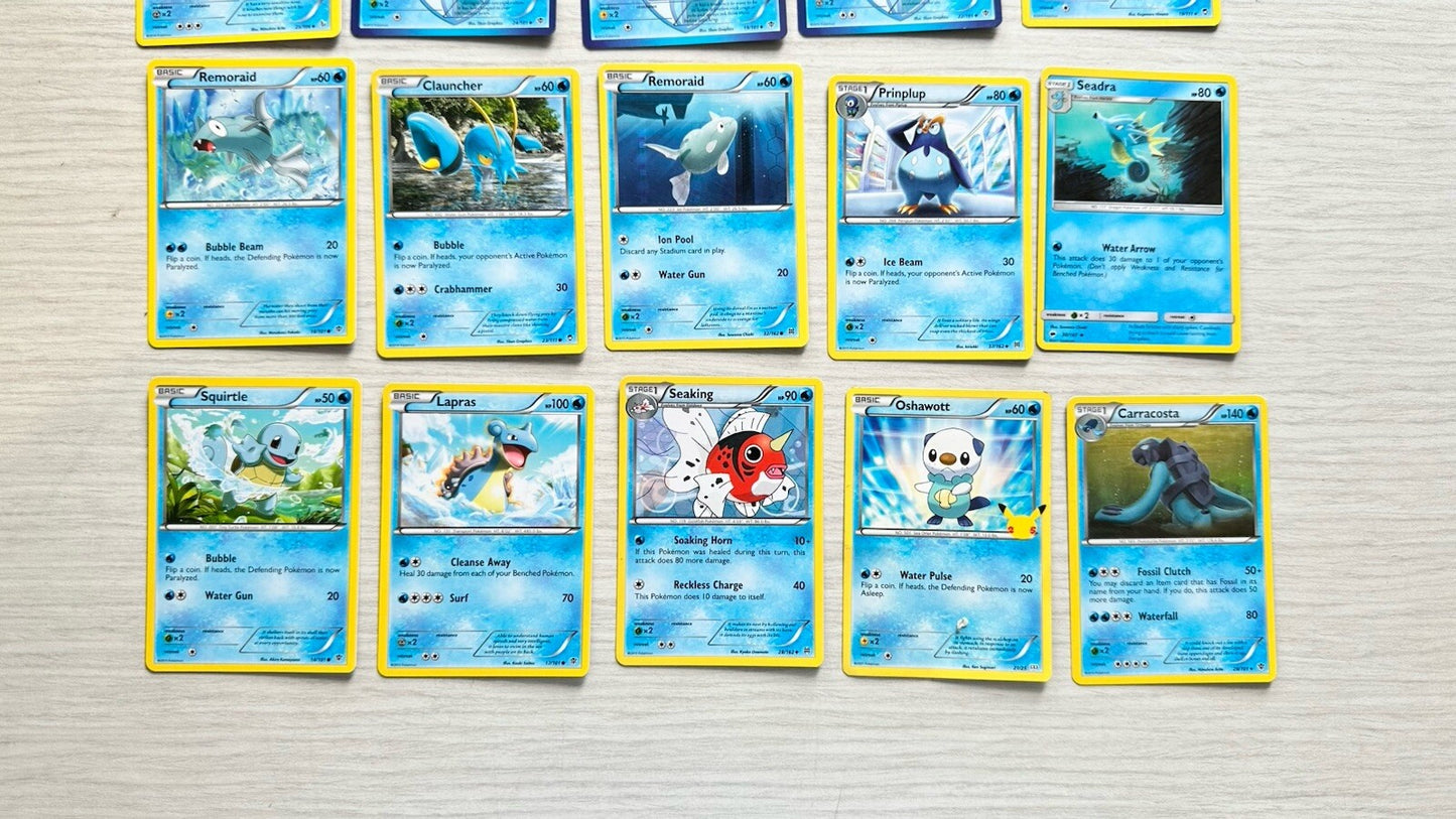 20 X Pokemon Water Cards Collection Random Years & Series 5090
