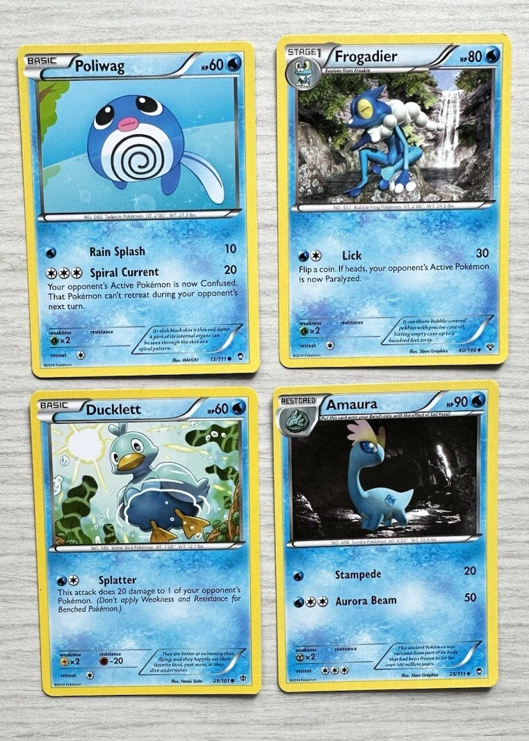 4 X Pokemon Water Cards Collection Random Years & Series 5090
