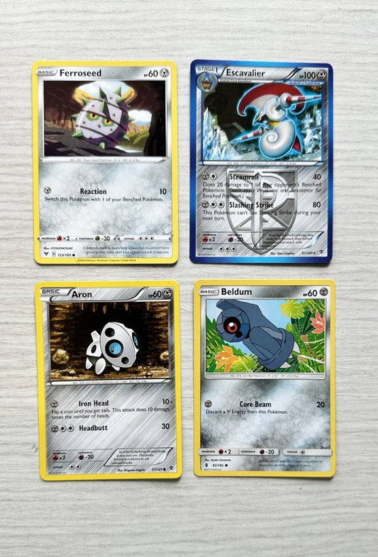 4 X Pokemon Steel Cards Collection Random Years & Series 5006