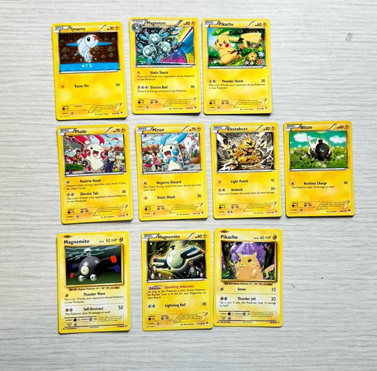 10 X Pokemon Electric Trading Cards Collection Random Years & Series GC 6389