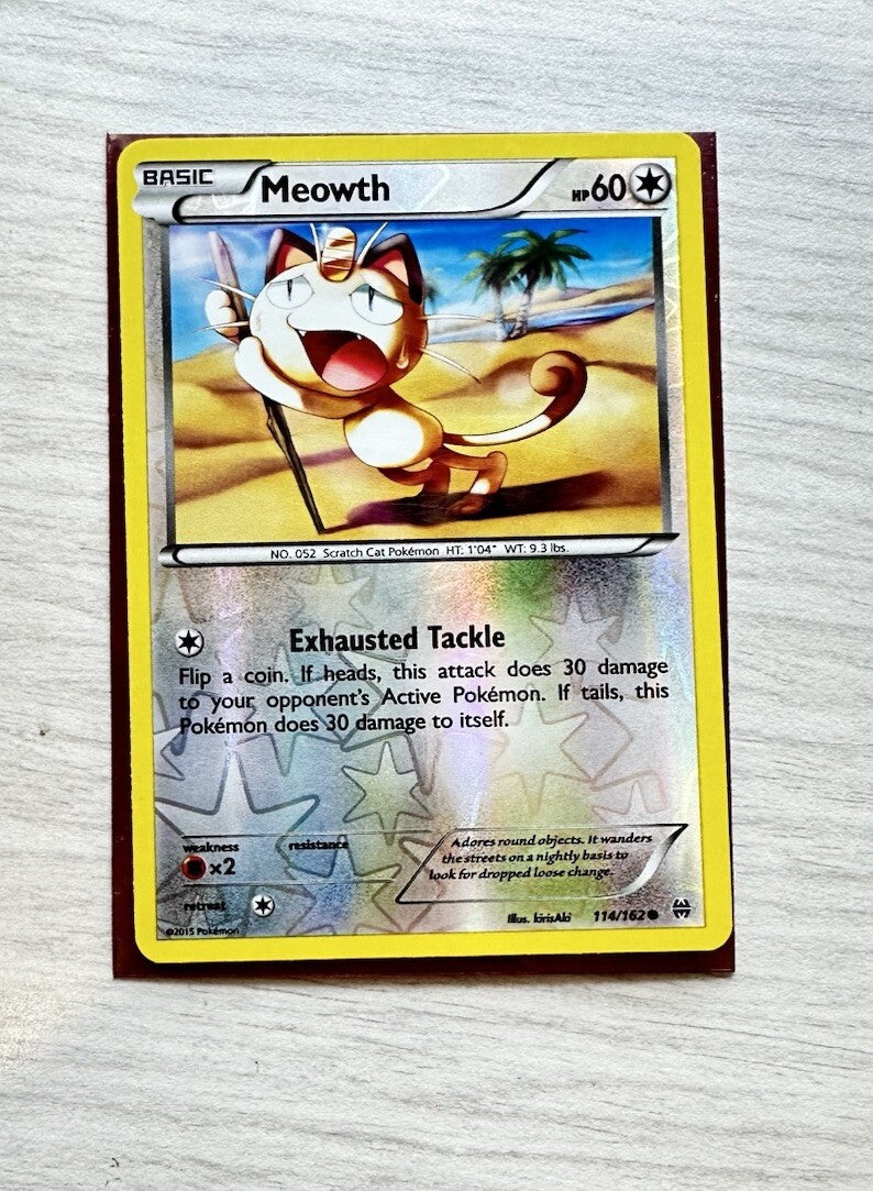 Meowth Pokemon Reverse Holo Normal Card Year 2015 (6385)