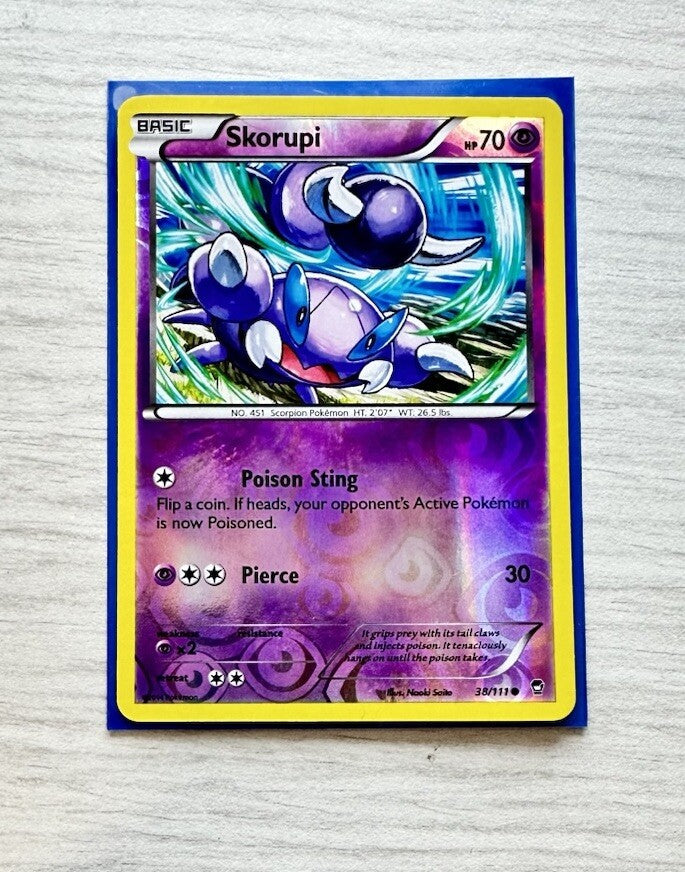 Skorupi Pokemon Reverse Holo Psychic Card Year 2014 (6385)
