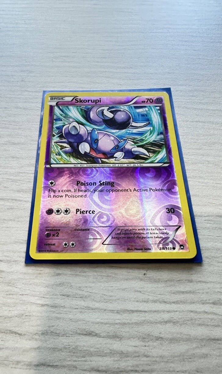 Skorupi Pokemon Reverse Holo Psychic Card Year 2014 (6385)
