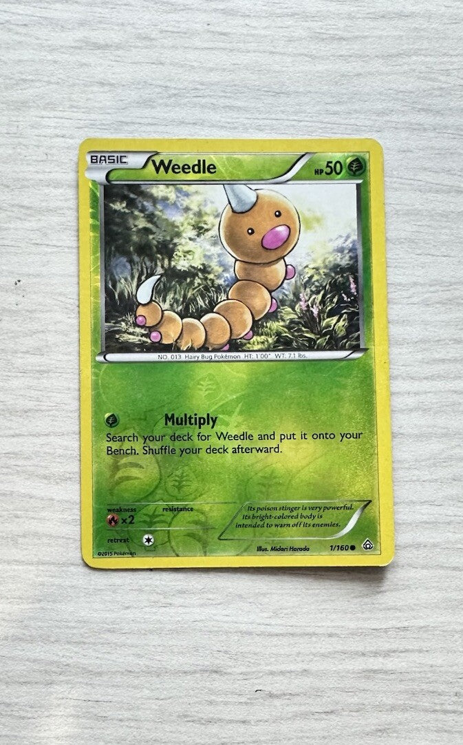 Weedle Pokemon Reverse Holo Grass Card Year 2015 (6385)