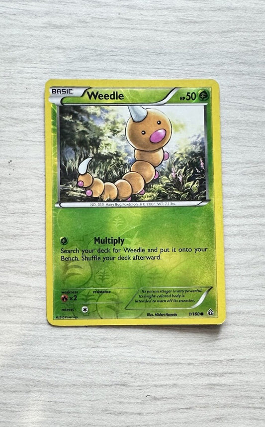 Weedle Pokemon Reverse Holo Grass Card Year 2015 (6385)