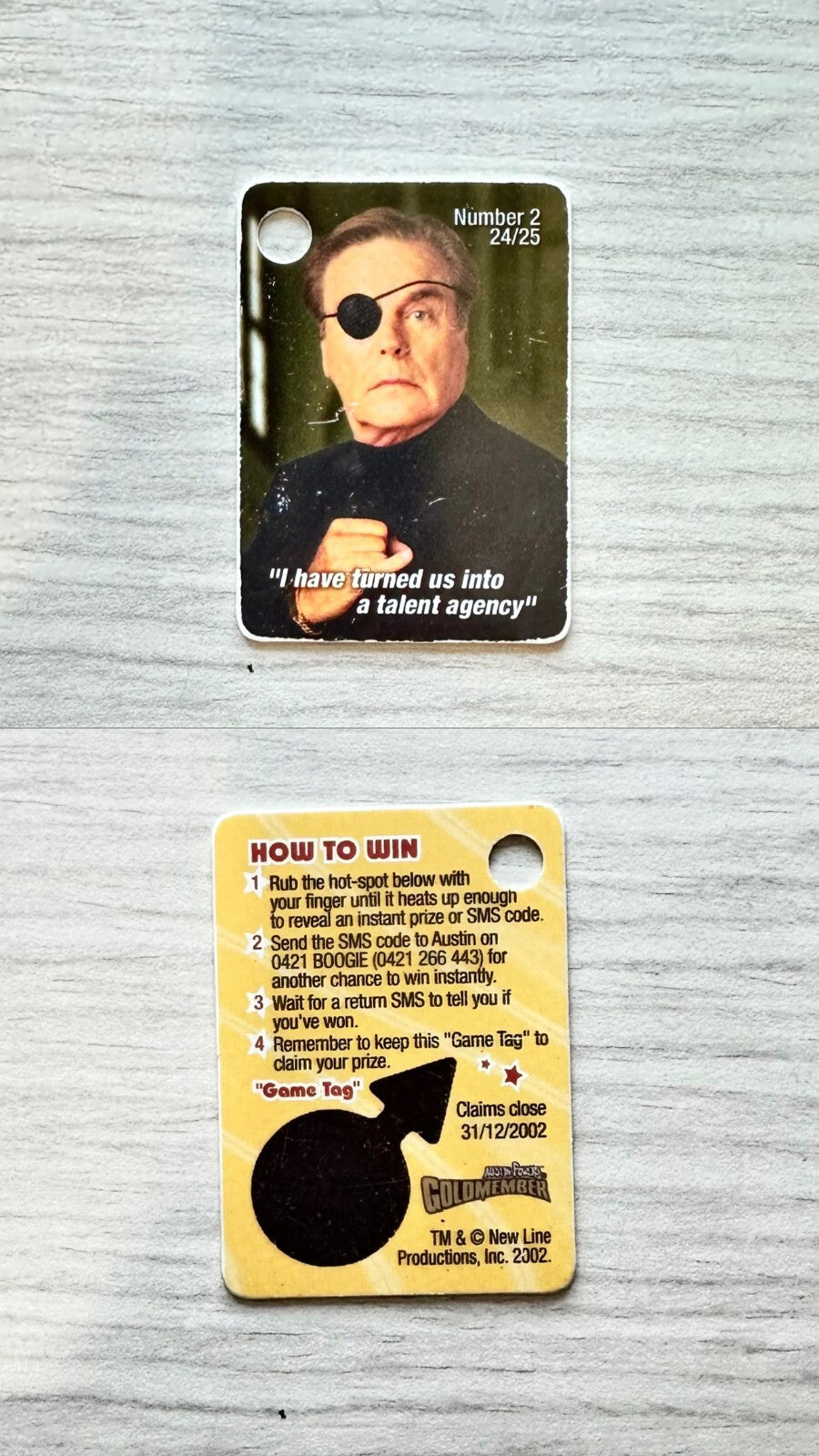 Austin Powers - Goldmember - Game Tag 2002 In Good Condition M533
