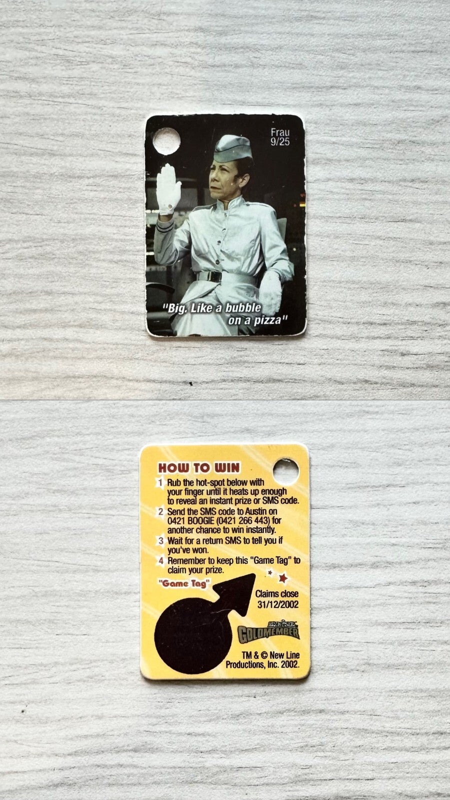 Austin Powers - Goldmember - Game Tag 2002 In Good Condition M533