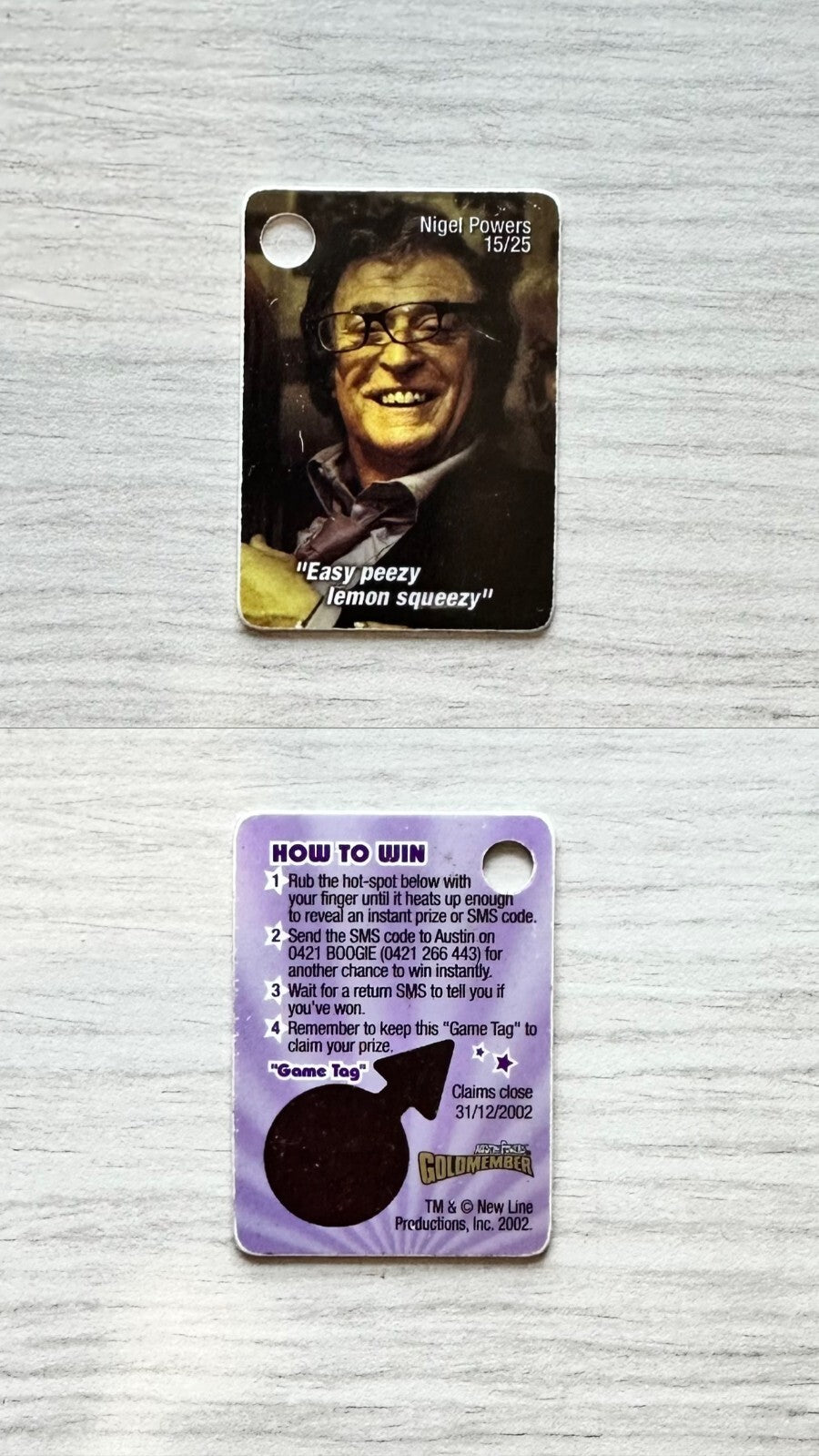 Austin Powers - Goldmember - Game Tag 2002 In Good Condition M533
