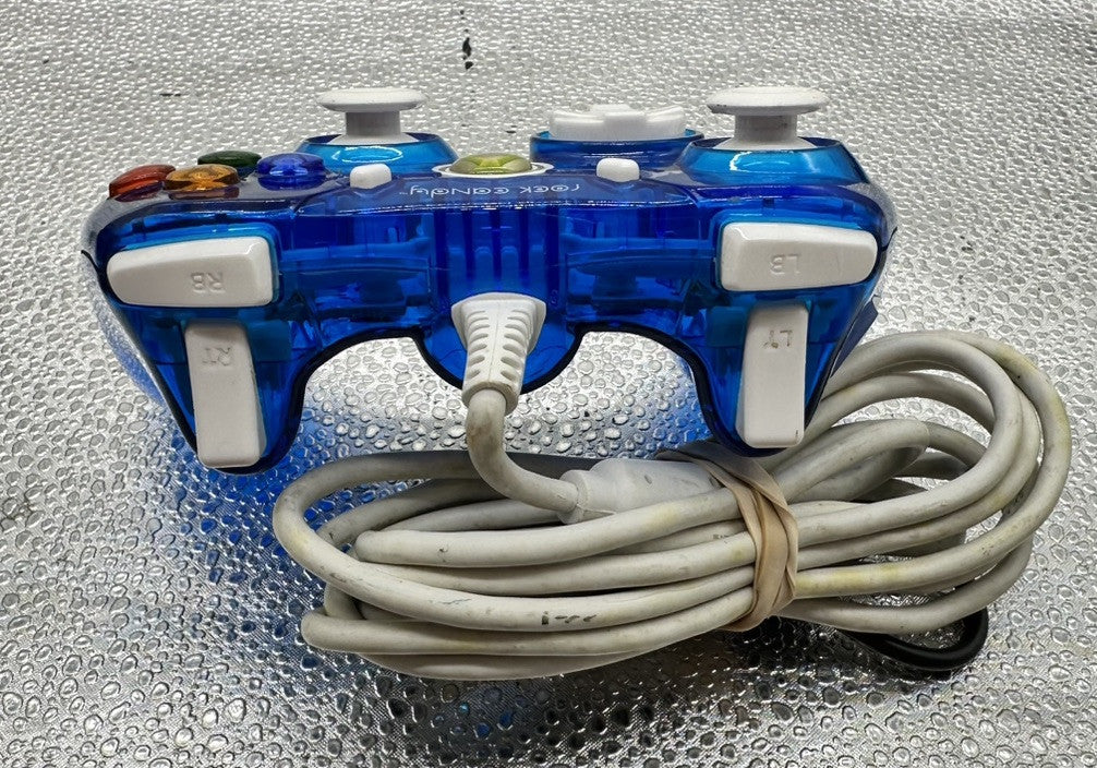 Rock Candy Microsoft Xbox 360 Wired Clear Blue Controller In Good Condition 6465