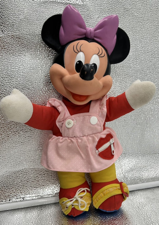 Vintage Minnie Mouse Learn To Dress Me Plush Educational Vinyl Head Disney 1989
