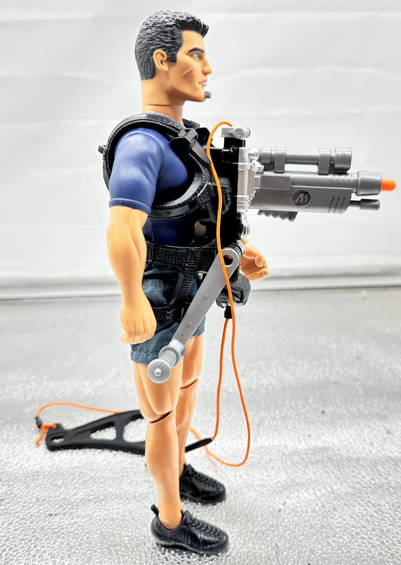 Vintage Action Man Zip Line 2001 Moveable 30cm Figure In OK Condition 8518
