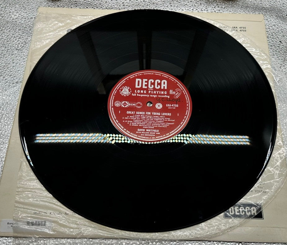 Great Songs For Young Lovers, David Whitfield Vinyl Record In Ok Condition 7385