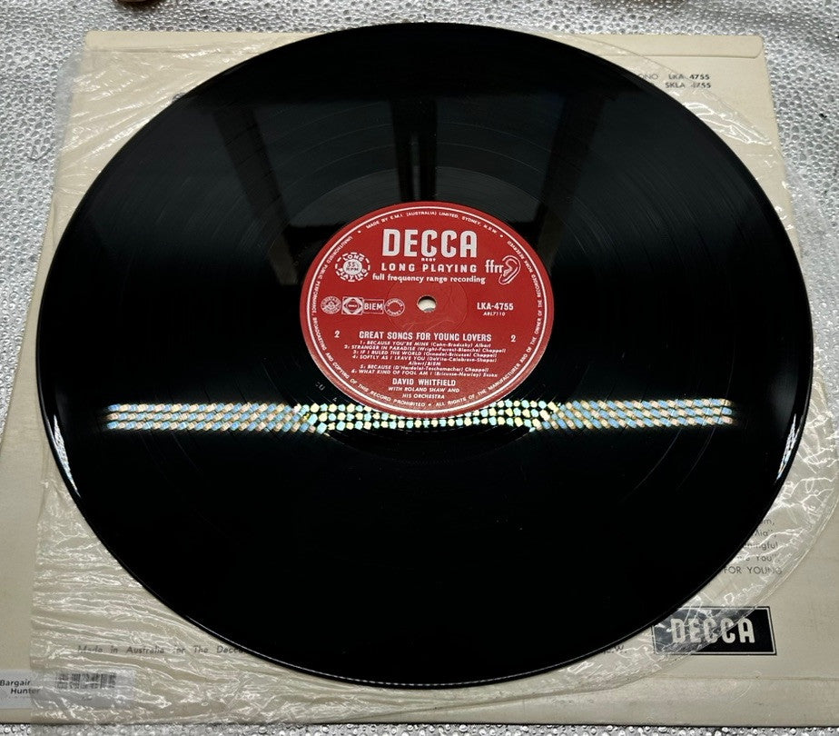 Great Songs For Young Lovers, David Whitfield Vinyl Record In Ok Condition 7385