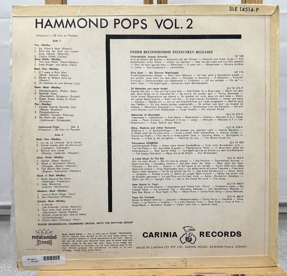 Klaus Wunderlich Hammond Pops 2 Vinyl Record In  Good Condition 7419