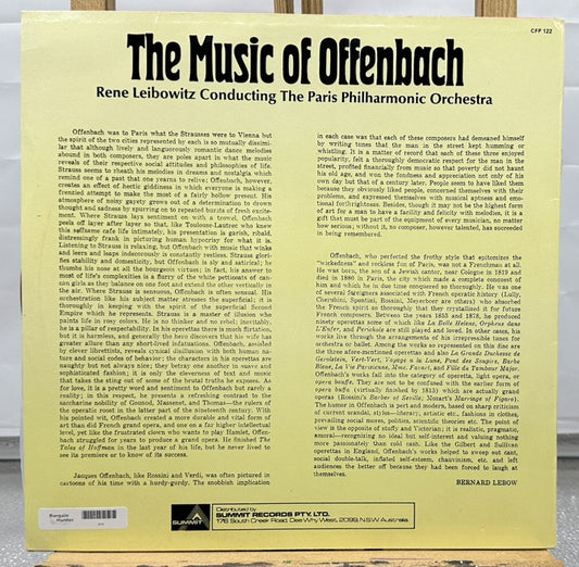 The Music Of Offenbach : Rene Leibowitz Conducting Philharmonic  Record GC 6910