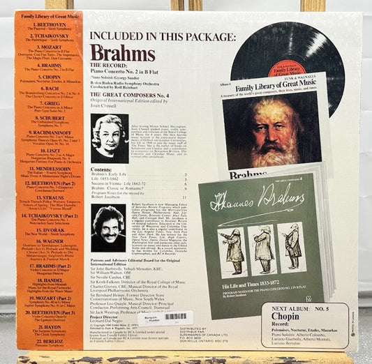 Family Library Of Great Music Album 4 : Brahms Record In Good Condition 7337