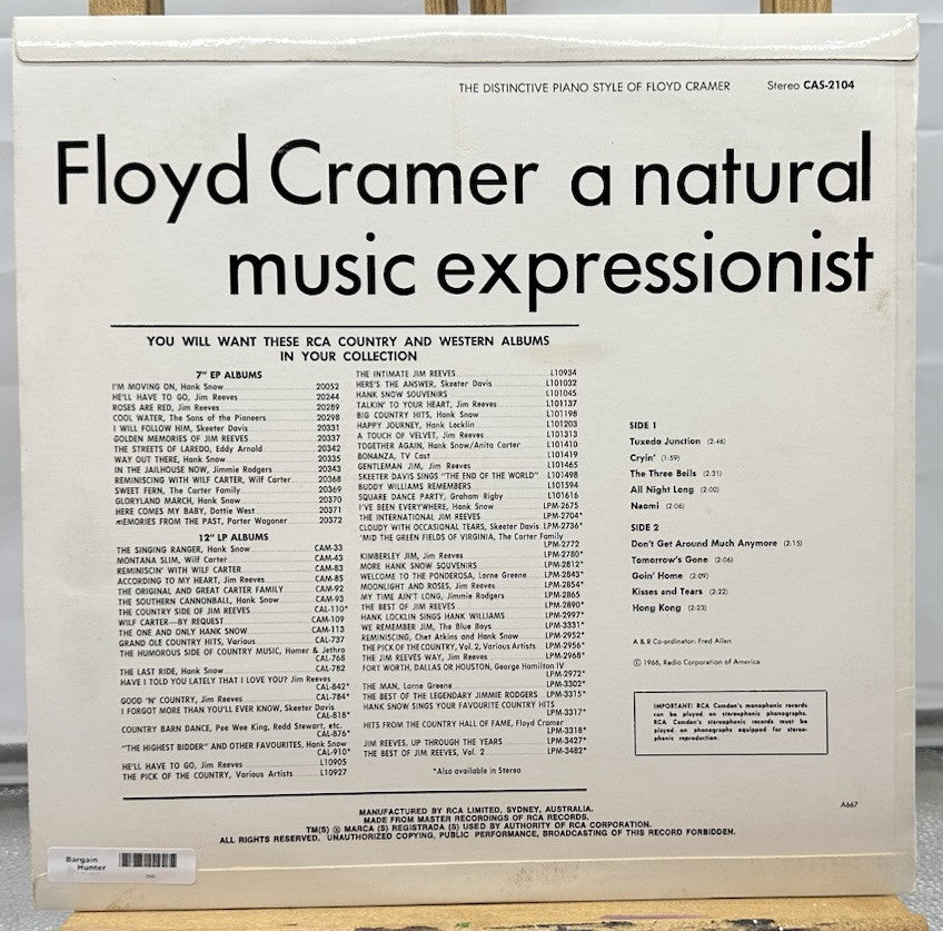 The Distinctive Piano Style of Floyd Cramer Record In Good Condition 7365