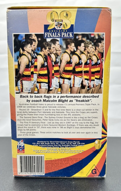Adelaide Crows 1998 Finals Pack 3 VHS Box Set In Good Condition - 8613