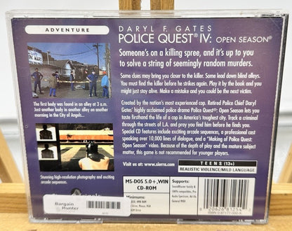 Daryl F. Gates Police Quest Open Season PC Game Sierra 1996 In Good Cond 8670