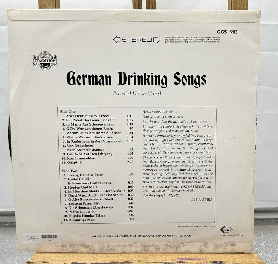 German Drinking Songs - Recorded Live In Munich Record In Good Condition 6629