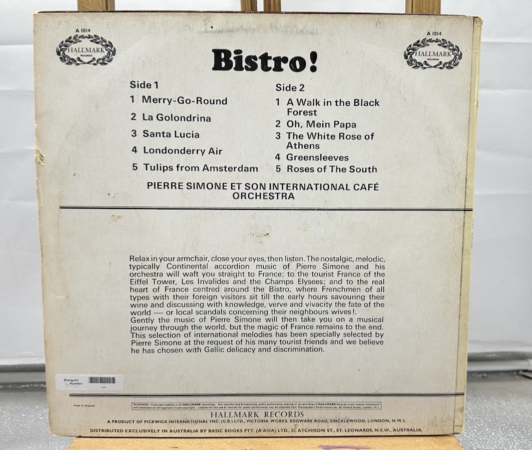 Pierre Simone Et Son International Cafe Orchestre – Bistro! Record In GC 6766