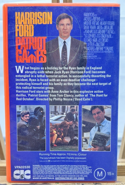 Patriot Games : Harrison Ford EX-Rental VHS Tape In OK Condition 8903