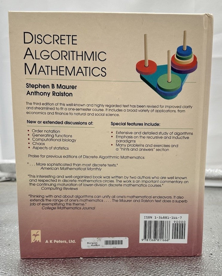 Discrete Algorithmic Mathematics Hardcover Stephen B., Ralston, A Textbook 8740