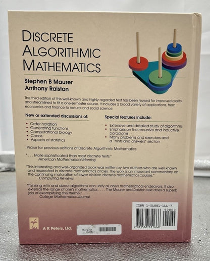 Discrete Algorithmic Mathematics Hardcover Stephen B., Ralston, A Textbook 8740